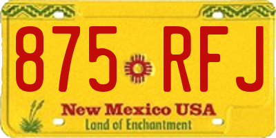NM license plate 875RFJ