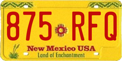 NM license plate 875RFQ