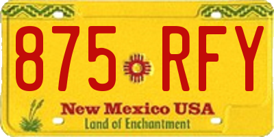 NM license plate 875RFY