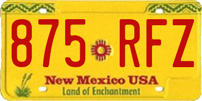 NM license plate 875RFZ
