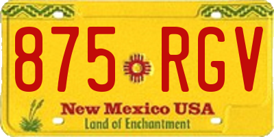 NM license plate 875RGV