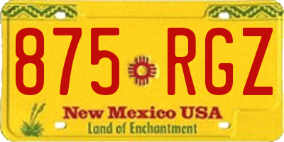 NM license plate 875RGZ