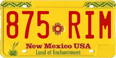 NM license plate 875RIM