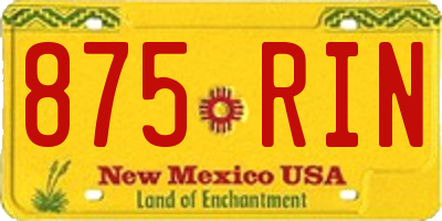 NM license plate 875RIN