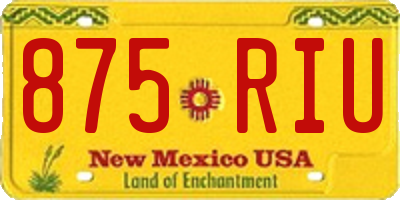 NM license plate 875RIU