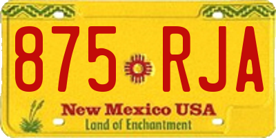 NM license plate 875RJA