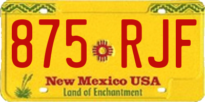 NM license plate 875RJF