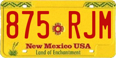 NM license plate 875RJM