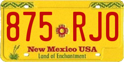 NM license plate 875RJO