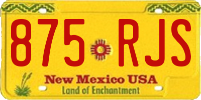 NM license plate 875RJS