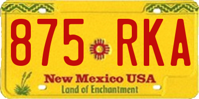 NM license plate 875RKA