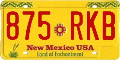 NM license plate 875RKB
