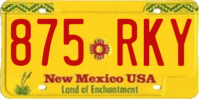 NM license plate 875RKY