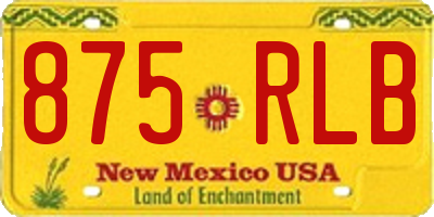 NM license plate 875RLB