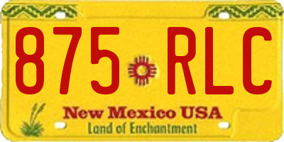 NM license plate 875RLC