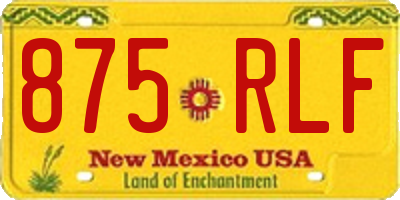 NM license plate 875RLF