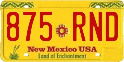 NM license plate 875RND