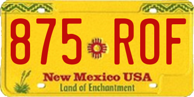 NM license plate 875ROF