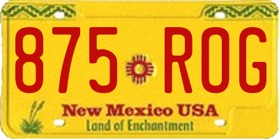 NM license plate 875ROG