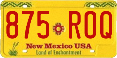 NM license plate 875ROQ