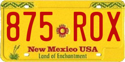 NM license plate 875ROX