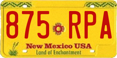 NM license plate 875RPA