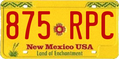 NM license plate 875RPC