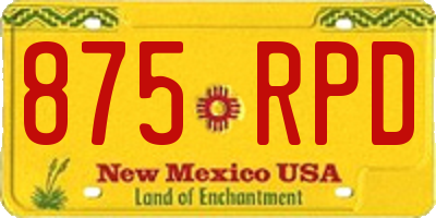 NM license plate 875RPD