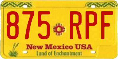 NM license plate 875RPF