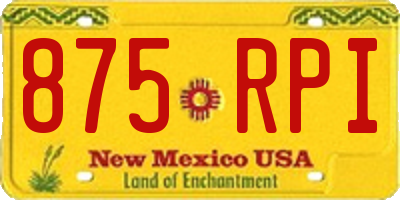 NM license plate 875RPI