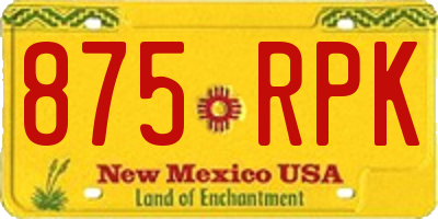 NM license plate 875RPK