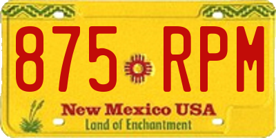 NM license plate 875RPM