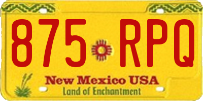NM license plate 875RPQ
