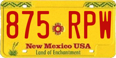NM license plate 875RPW