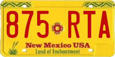 NM license plate 875RTA