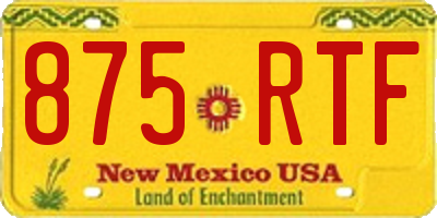 NM license plate 875RTF