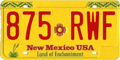 NM license plate 875RWF