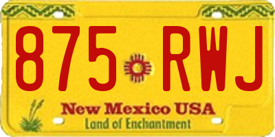 NM license plate 875RWJ