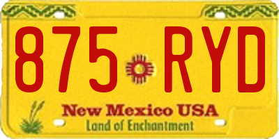 NM license plate 875RYD