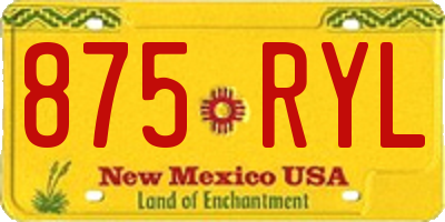 NM license plate 875RYL