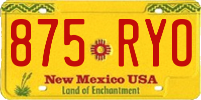 NM license plate 875RYO