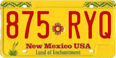 NM license plate 875RYQ