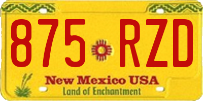 NM license plate 875RZD