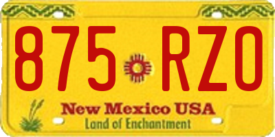 NM license plate 875RZO