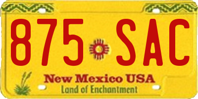 NM license plate 875SAC