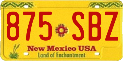 NM license plate 875SBZ