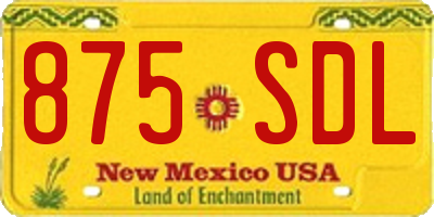 NM license plate 875SDL