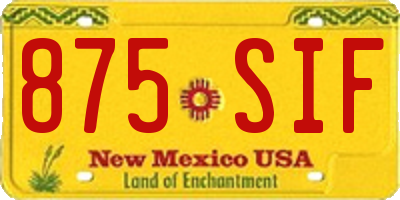 NM license plate 875SIF
