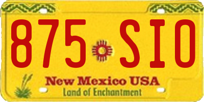 NM license plate 875SIO