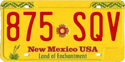 NM license plate 875SQV